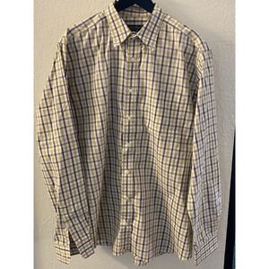 Eddie Bauer Relaxed Fit Wrinkle Resistant Plaid Button Down Shirt Preppy Tall XL